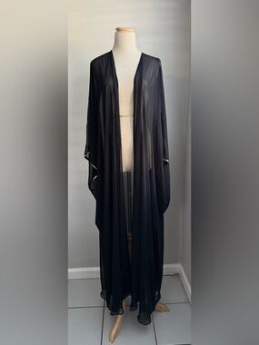 Black Sheer Chiffon Duster Kimono